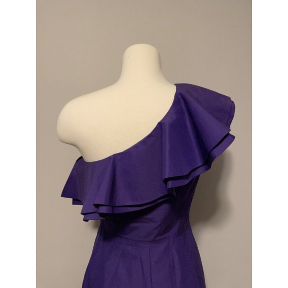 J. Crew Purple Silk Blend One Shoulder Dress With Ruffle, Size 2T, NWT! - Picture 8 of 11